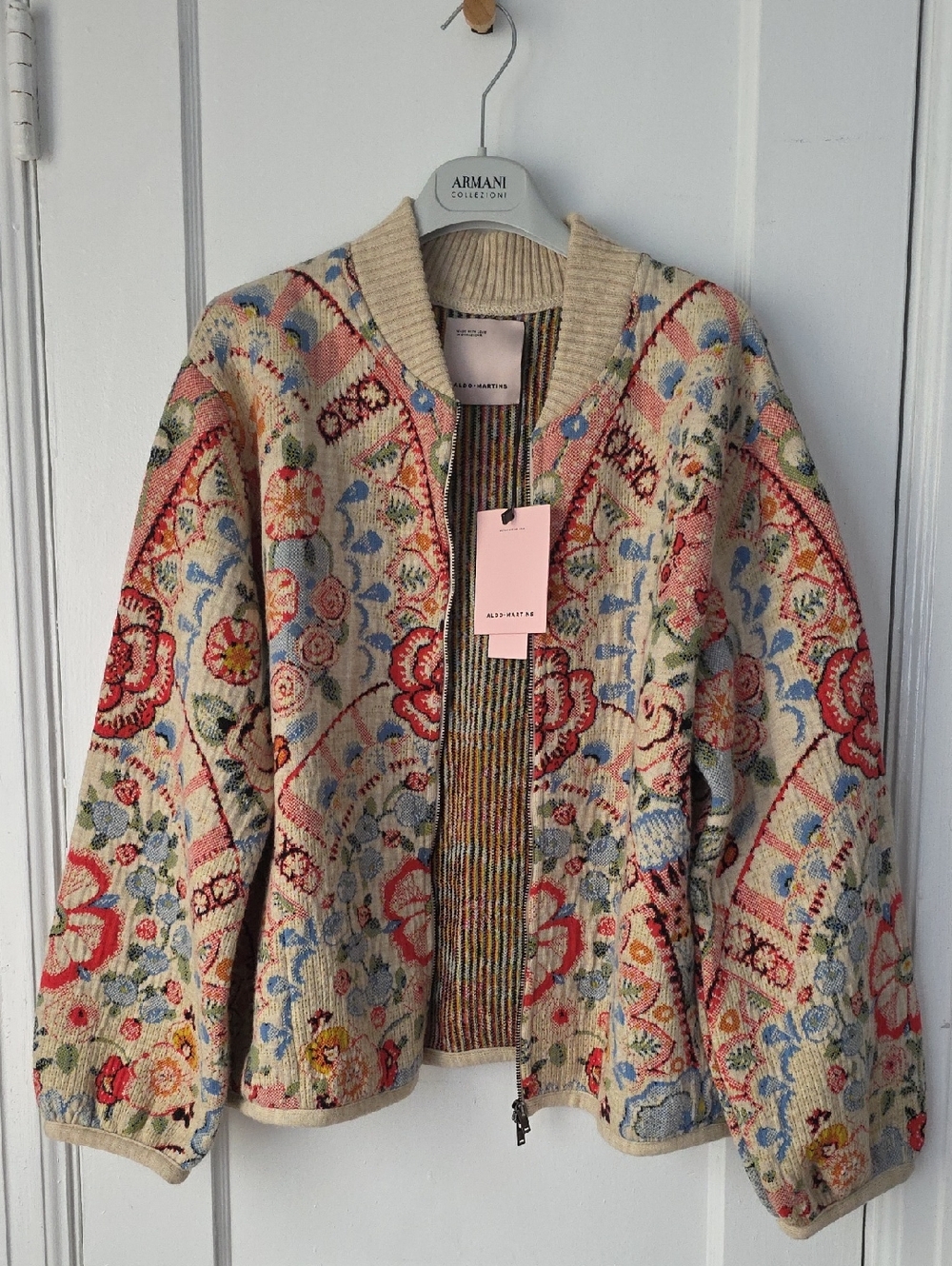 ALDO MARTINS forever thick Intarsia floral cardigan NWT
